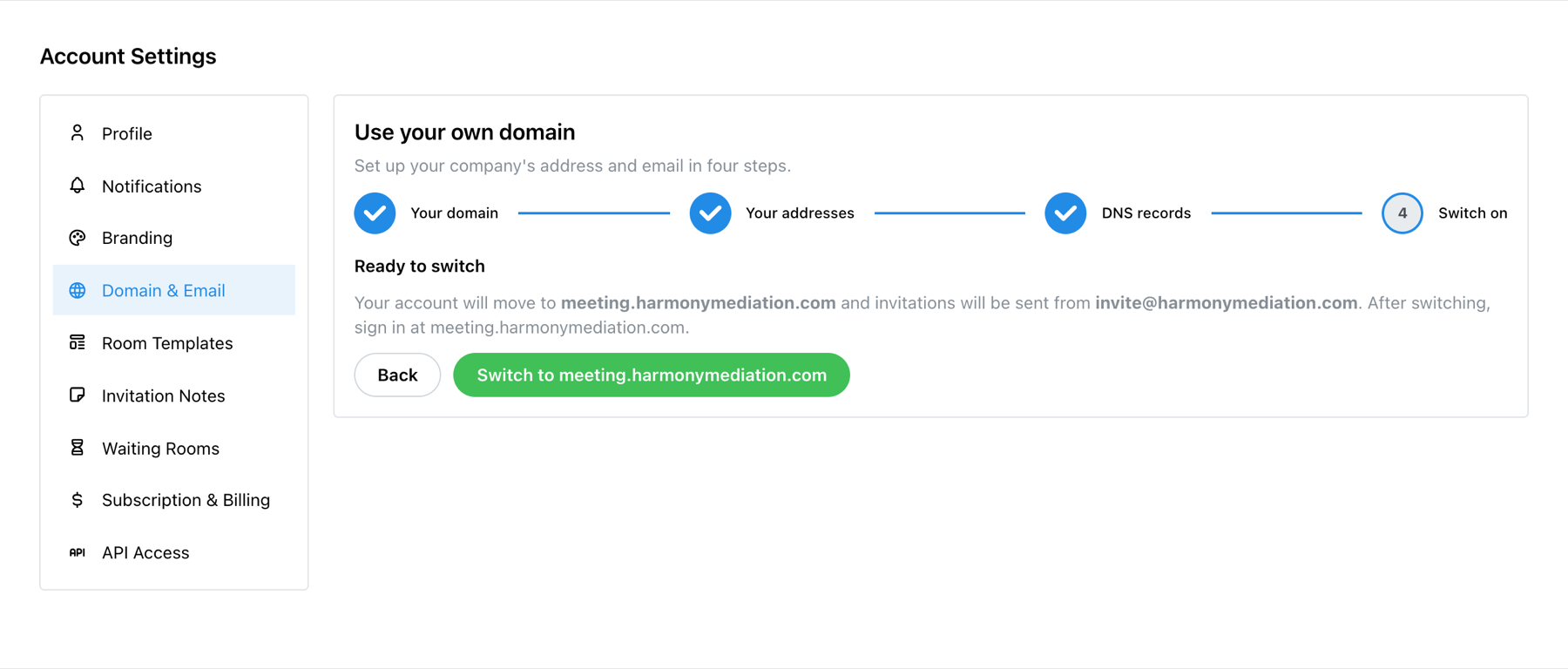 domain and email settings